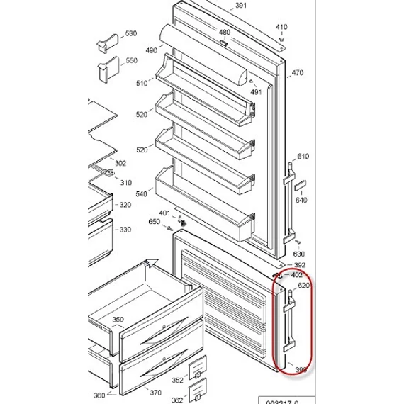 Liebherr hűtőszekrény ajtófogantyú