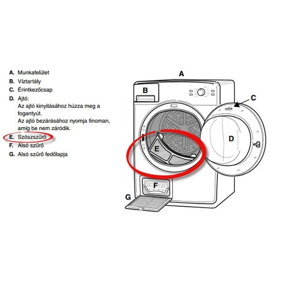 Whirlpool szárítógéphez szöszszűrő (ajtónál lévő szűrő) *