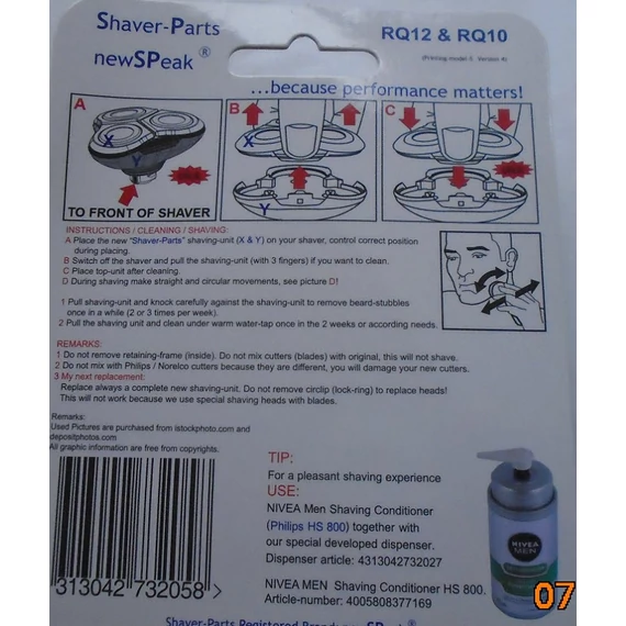 Philips RQ10, RQ11 , RQ12  borotva-körkés egység ( utángyártott)