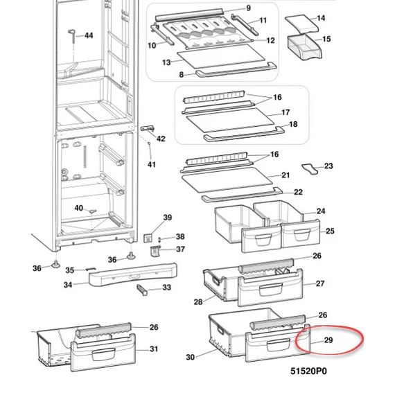 Indesit fagyasztófiók előlap
