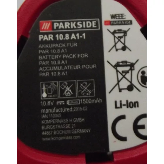 PAR 10.8 A1-1 Parkside akkumulátor