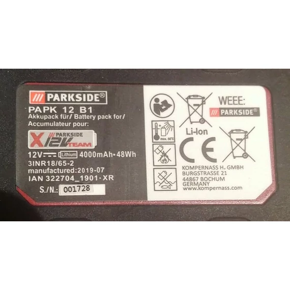 PAPK 12 B1  akkumulátor 12V 4Ah (X 12V Team)