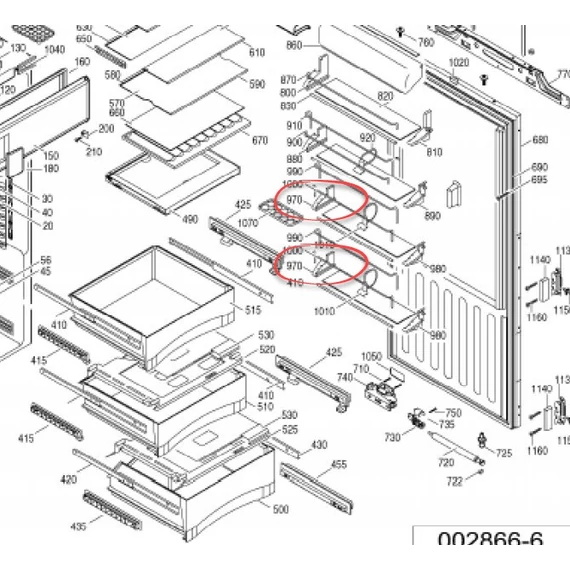 Liebherr hűtő polctartó elem baloldali