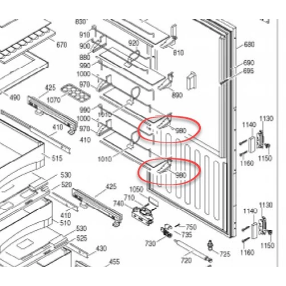 Liebherr hűtő polctartó elem jobboldali